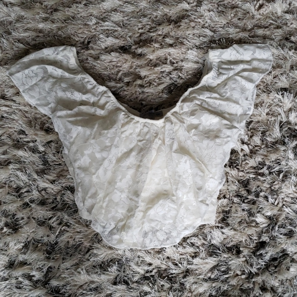 Cream Flowy Lace Crop Top